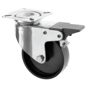 75mm Swivel Plastic Castor with Brake Black Wheel