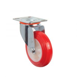 200mm Pressed Steel Castors with Red Polyamide Wheel