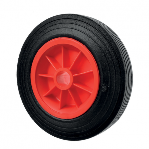 180mm Solid Rubber Trolley Wheel Red Plastic Centre 1/2" Bore