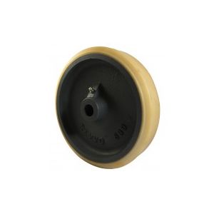 Yellow Polyurethane Wheel 200mm Cast Iron 20mm Plain Bore