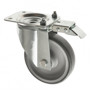 200mm Thermoplastic Grey Rubber Castors Directional Lock
