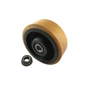 Yellow Polyurethane Wheel 300mm Cast Iron 25.4mm Taper Roller Bearing