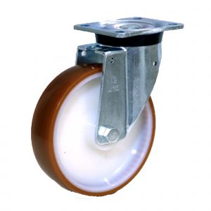 LAG 200mm Swivel Stainless Steel Caster with Orange Polyurethane Wheel 