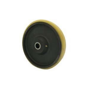 Yellow Polyurethane Wheel 250mm Cast Iron 25mm Roller Bearing