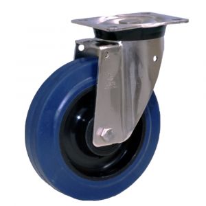 LAG 125mm Swivel Zinc Plated Steel Caster with Blue Elastic Wheel 