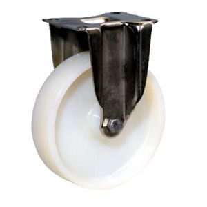 Zinc Plated Fixed Castor with 150mm White Nylon Wheel LAG