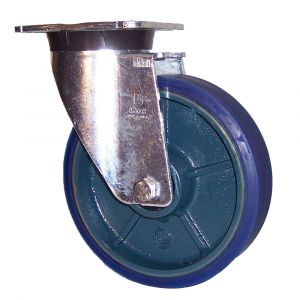 LAG 200mm Soft Polyurethane Tyre, Cast Iron Swivel Castor