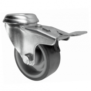 50mm Bolt Hole Swivel Castors with Brake Grey Rubber Wheel