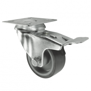 50mm Light Duty Swivel Castor with Brake Grey Rubber Wheel