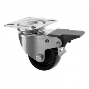 50mm Swivel Plastic Castor with Brake Black Wheel