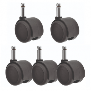 50mm Twin Rubber Wheel Office Chair Castor M11 Circlip Set of 5