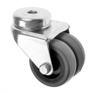 75mm Twin Wheel Castor with Grey Rubber Wheel 