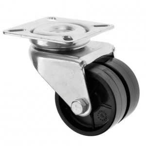 50mm Twin Wheeled Castor with Black Plastic Wheel