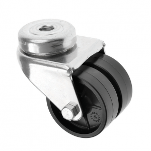 50mm Twin Wheeled Castor with Black Plastic Wheel 