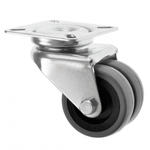 50mm Twin Wheel Grey Rubber Castor 