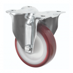80mm Fixed Castor Red Polyurethane Wheel