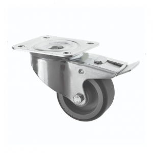 80mm Grey Polyurethane Swivel Castor with Brake 