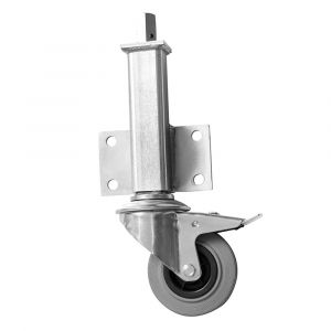 160mm Braked Jacking Castor with Rubber Wheel and 76mm Lift