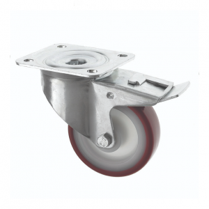 80mm Red Polyurethane Swivel Castors with Brake 