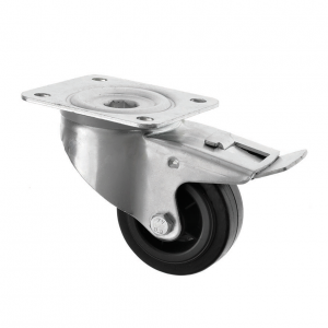 80mm Swivel Braked Castor Black Rubber Wheel
