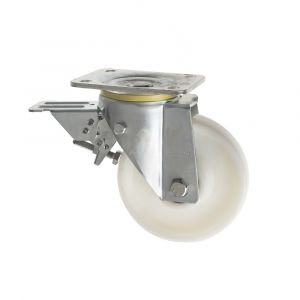 160mm Heavy Duty Castors with Leading Brake Nylon Wheel