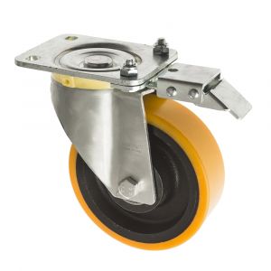 Heavy Duty Castors Directional Lock - 160mm Polyurethane Castor Wheel