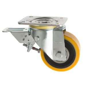 Polyurethane Castor Wheel 160mm - Heavy Duty Castors Leading Brake