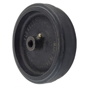 Black Rubber Wheel 125mm Cast Iron 15mm Plain Bore