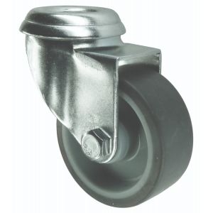 50mm Swivel Bolt Hole Castors Grey Rubber Wheel M10 FS