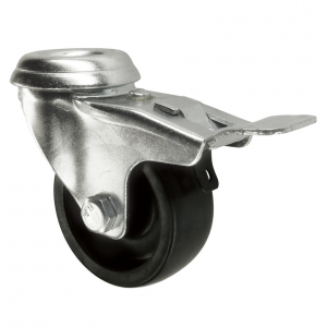 Bolt Hole Castors Black Plastic Wheel 50mm