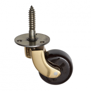 25mm Screw Brass Castor with Brown Wheel 