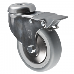 100mm Chrome Castors with Brake Bolt Hole Fitting