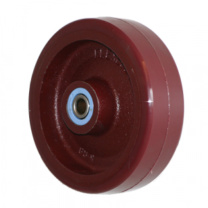 Red Polyurethane Wheel 300mm Cast Iron 31.8mm Taper Roller Bearing
