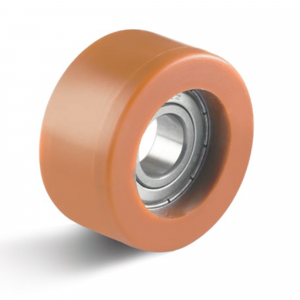 Orange Polyurethane Guide Roller 38mm Diameter 8mm Ball Bearing