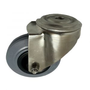 100mm Swivel Bolt Hole Castor Grey Rubber Wheel
