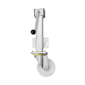 RH 160mm Heavy Duty Jacking Castor with a 200mm lift and a swivel nylon wheel