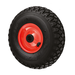 Pneumatic Rubber Wheels with Red Metal Centre 260mm