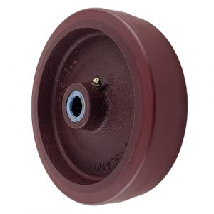 Red Polyurethane Wheel 100mm Cast Iron 15mm Roller Bearing