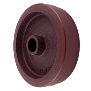 Red Polyurethane Wheel 75mm Cast Iron 12mm Plain Bore