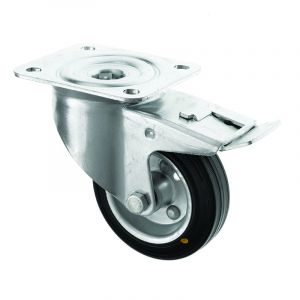 100mm Swivel Castors with an Anti Static Rubber Wheel and Brake