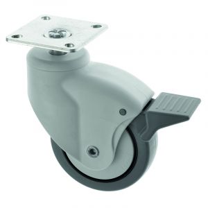 ES 100mm Slimline Castor with Plate Fitting and Brake