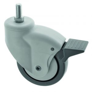 ES 100mm Slimline Castor with Threaded Stem and Brake