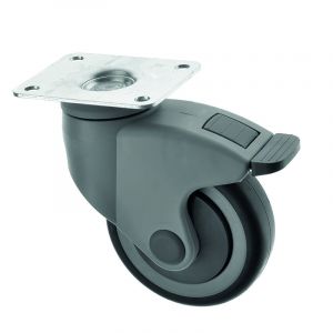 GS 100mm Synthetic Medical Castor with Plate Fitting and Brake