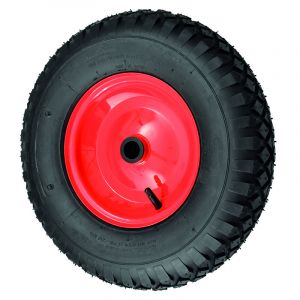 Pneumatic Trolley Wheel 400mm Diameter Red Metal Centre and Roller Bearings
