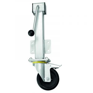 Heavy Duty Jacking Castor with Swivel Rubber 125mm Wheel and Brake RH Series 200mm Lift
