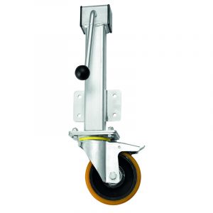 Heavy Duty Jacking Castor with Swivel Polyurethane 125mm Wheel and Brake RH Series 200mm Lift