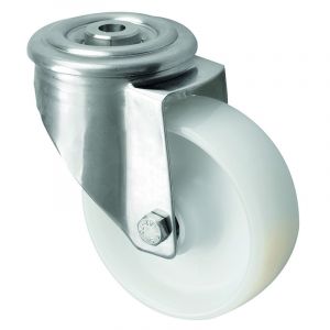 100mm Stainless Steel Castor with Nylon Wheel Bolt Hole Fitting