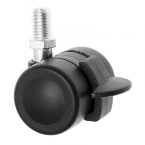 TW 35mm Low Level Twin Wheel Plastic Wheel Castors with M10 Stem and Brake