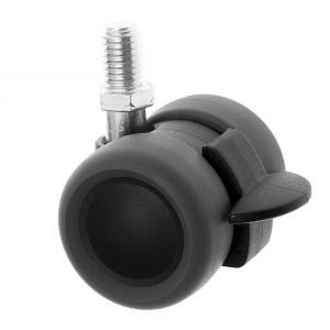 40mm Low Level Castors with Brake Twin Rubber Wheel 