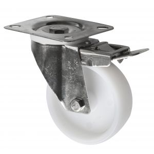 316 Stainless Steel Braked Castor with Nylon Wheel 100mm